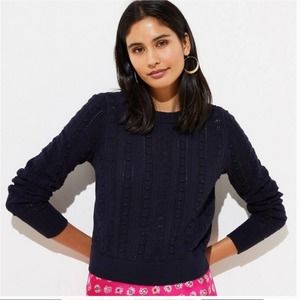 Loft Bobble Cropped Sweater Navy Size XL